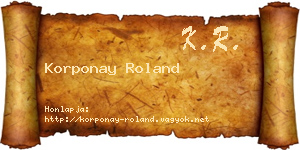 Korponay Roland névjegykártya